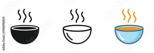 Steaming Soup Bowl Icon Winter Seasonal Comfort Hot Food Illustration