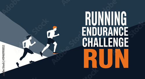 Inspiring Runners Ascending for Endurance and Challenge in a Dynamic Illustration