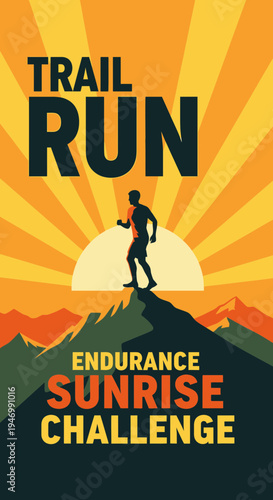 Inspiring Trail Runner Silhouette Against Sunrise Symbolizing Endurance and Challenge