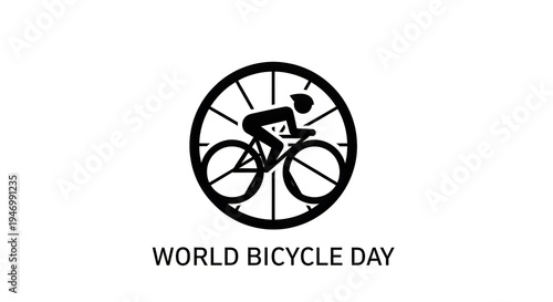 Celebrating world bicycle day with a stylized cyclist logo