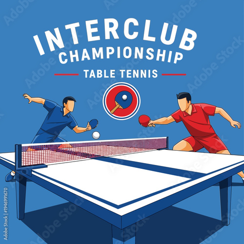 Interclub Table Tennis Championship Competition Depicting Dynamic Sporting Action and Intense