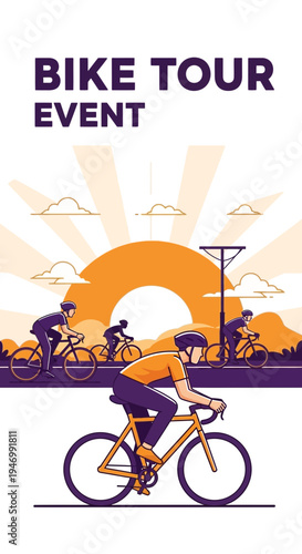 Invigorating Bicycle Tour: A Vibrant Illustration Showcasing an Exciting Cycling Event