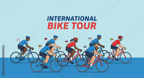 International Cycling Competition Depicting Diverse Cyclists Ready To Compete On Bicycle