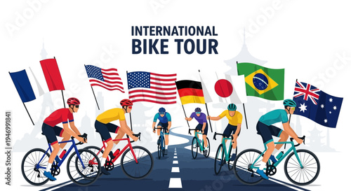International Cycling Event Depicting Cyclists Riding in a Global Sport Competition