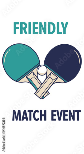 Inviting Illustration Of A Friendly Table Tennis Match Event With Paddles And Ball Design