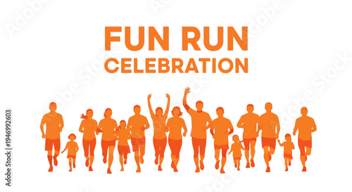 Joyful Community Fun Run Event Illustration With Cheerful Runners And Celebration