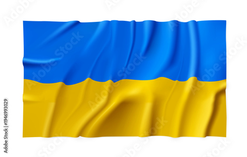 Realistic Ukraine flag isolated on a transparent background. Vector PNG
