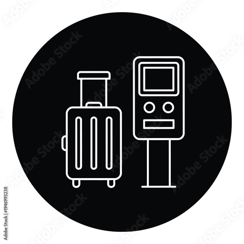 Travel luggage and automated checkin machine icon  travel concept icon