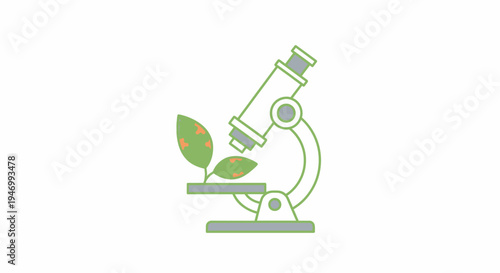 Microscope with green plant sample.