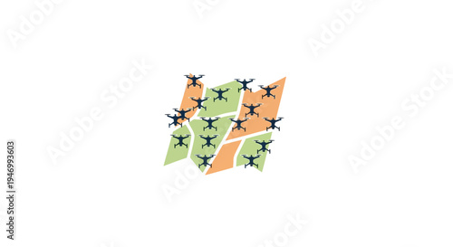 Molecule model with green and orange.