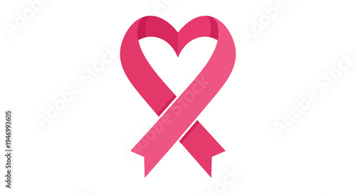 Stylized pink ribbon icon shaped as a heart, symbolizing global health awareness, compassion, and the united fight for a noble cause