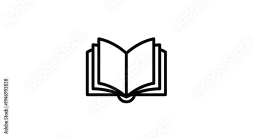 Open Book Icon Line Art.