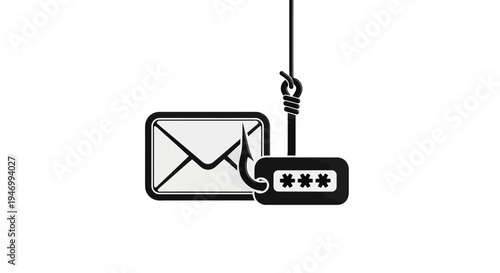 Phishing email icon with password hook.