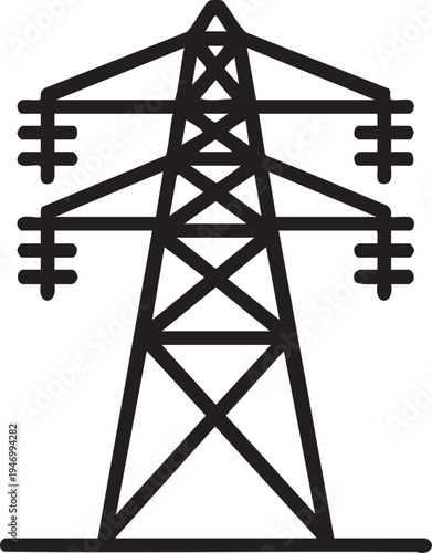 Electricity Pylon Power Lines Transmission Tower Icon Vector
