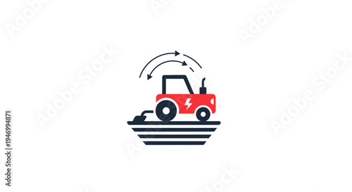 Red Tractor on a Flat Surface.