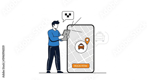 Man using smartphone with profile.