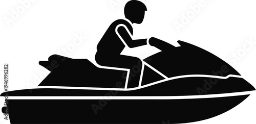 Vector silhouette of a person riding a jet ski