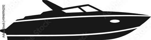 Vector yacht icon, black boat silhouette