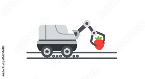 Robot picking strawberry with claw.