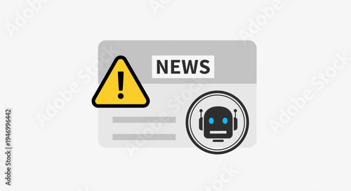 Robot reading news on screen.