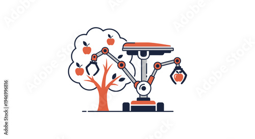 Robotic Arm Picking Fresh Apple Fruit.