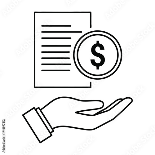 Hand holds document with currency symbol for financial transactions