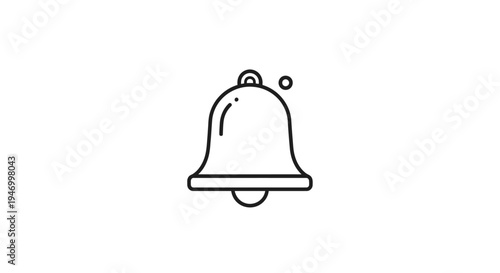 Simple Line Drawing of a Bell.