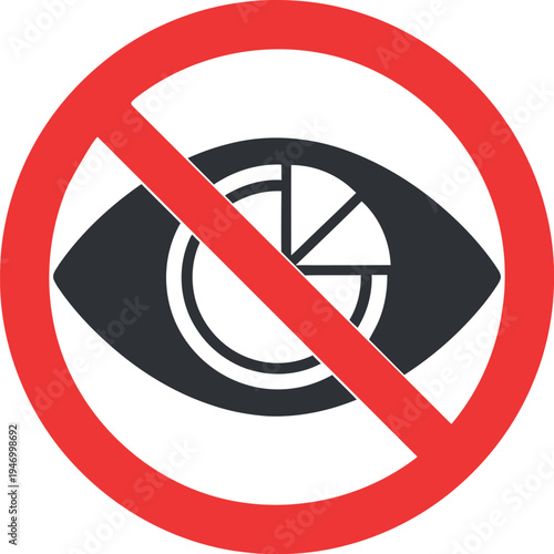 Prohibition Sign Over Eye with Pie Chart Pupil: Concept for Data Privacy, No Surveillance, and Information Security