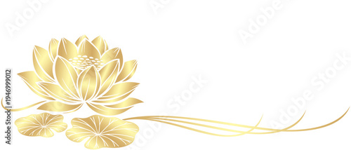 Vector silhouette illustration of a golden lotus for Vesak Day
