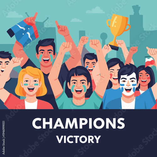 Joyful Crowd Celebrates Victory With Trophy, Highlighting Sportsmanship and Ultimate Achievement