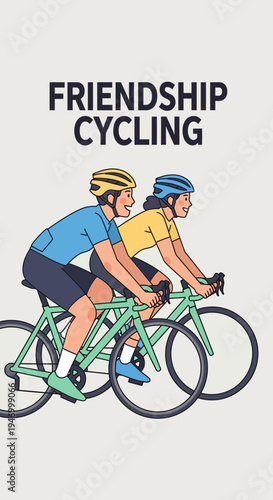 Joyful Cycling Duo Enjoying a Shared Journey: Friendship and Active Lifestyle Celebration