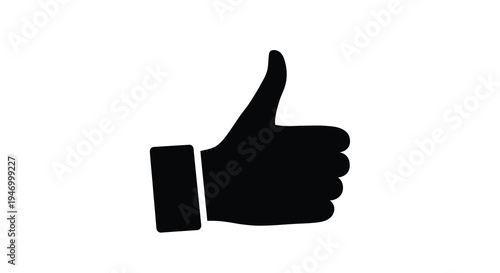 A simple black silhouette of a hand giving a thumbs up gesture