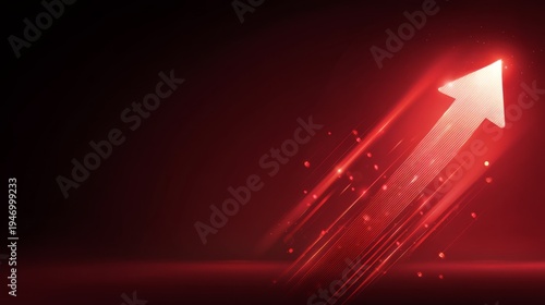 Red Rising Arrow with Light Trails Abstract Background