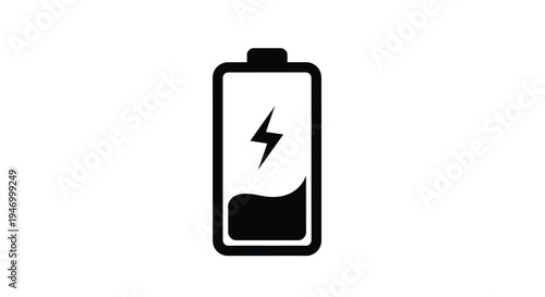 Black battery icon displaying a partial charge simple silhouette