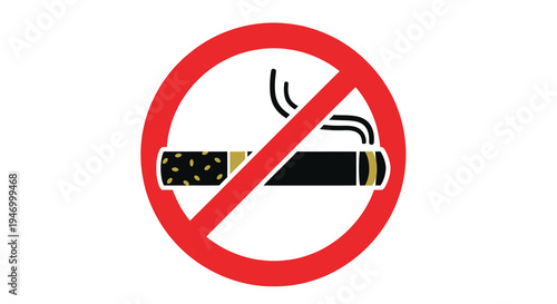 No smoking symbol with a cigarette a bold red prohibition silhouette