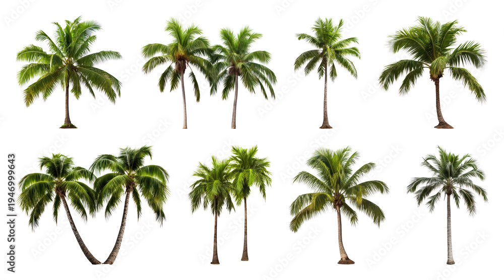 Fototapeta premium PNG Tropical palm trees collection, transparent background