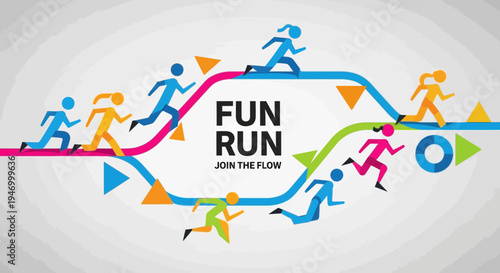 Joyful Marathon Concept Featuring Dynamic Runners on Colorful Trails and Motivational Text