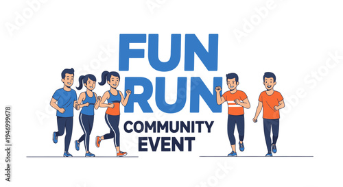 Joyful Group Engaged In Energetic Fun Run Community Event Promoting Fitness Goals