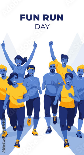 Joyful Participants Engage in a Lively Fun Run, Celebrating Community and Fitness Together