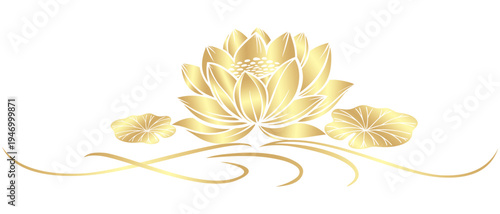 Vector silhouette illustration of a golden lotus for Vesak Day