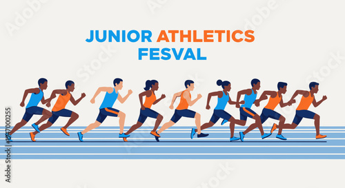 Junior Athletes Sprinting In A Festival, A Sports Competition And The Art Of Speed