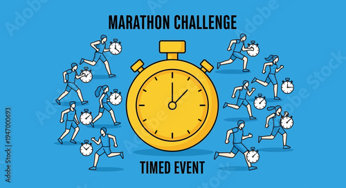 Marathon Challenge Timed Event Vector Art Sport Competition