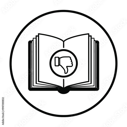 Open book reveals disapproval symbol inside pages