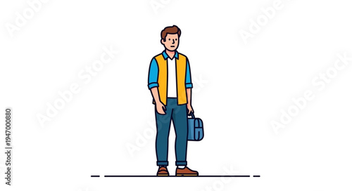 Man wearing yellow safety vest.