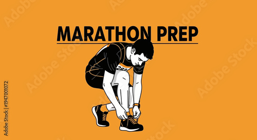 Marathon Runner Preparing Shoes, Focused on Pre-Race Rituals, Ready To Compete