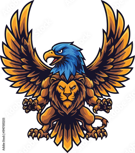 Stylized gryphon illustration displaying majestic wings and fierce demeanor