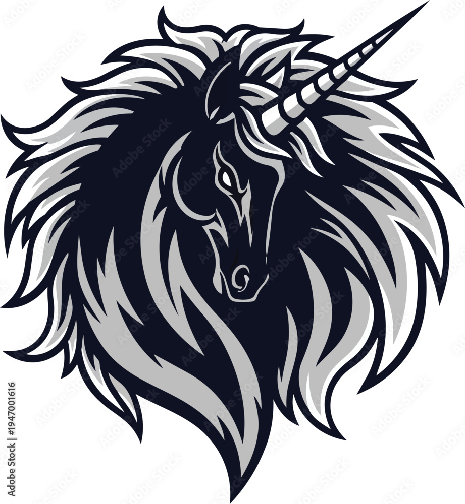 Obraz premium Stylized unicorn head illustration vector graphic