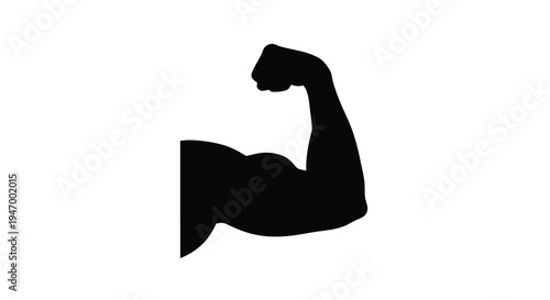 Strong muscular arm flexing a striking black graphic silhouette