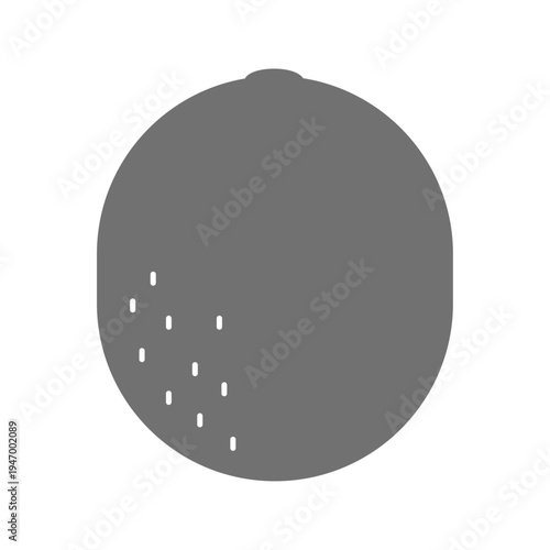 キウイのシンプルシルエットアイコン　白黒の果物イラスト