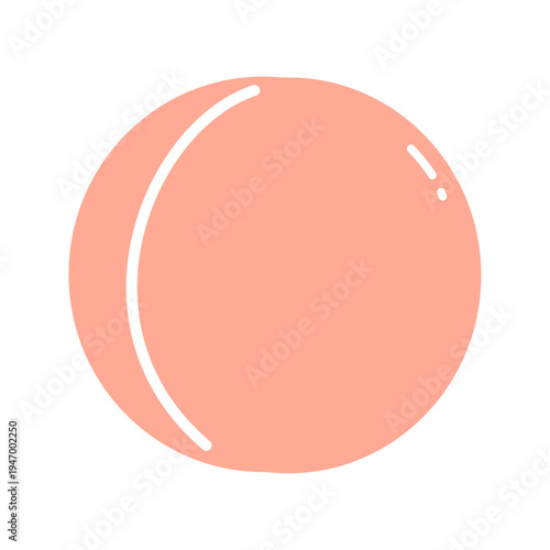 ネクタリンのシンプルなフラットアイコン やさしい色合いの果物イラスト